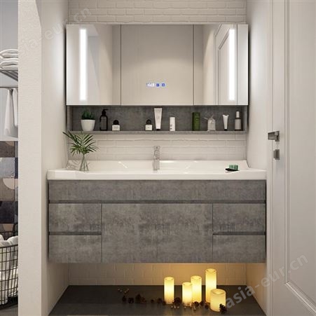全铝浴室柜 现代铝合金挂墙式浴室柜组合 全铝门板 百和美加工定制