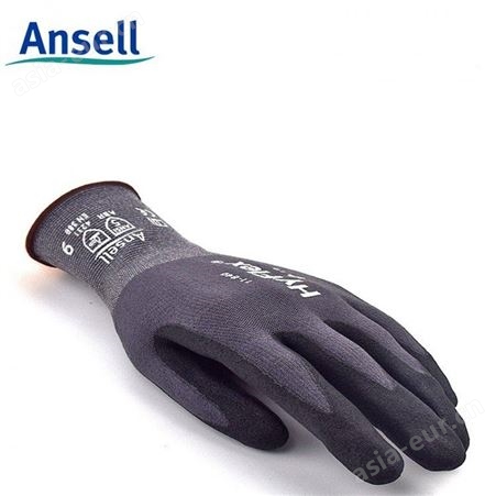 ansell/安思尔11-840 黑色发泡丁腈涂层耐磨款耐油手套