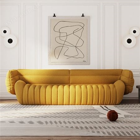 搏德森轻奢baxter香蕉科技布羊羔绒布艺沙发异形创意简约现代客厅设计师家具定制厂家