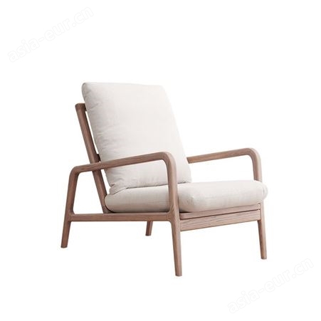 搏德森全实木单人沙滩休闲椅简约现代客厅椅北欧小户型卧室阳台椅书房椅