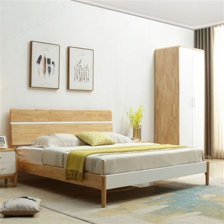 搏德森实木床北欧家用1.8米橡木单双人床1.5米卧室酒店公寓民宿家具批发