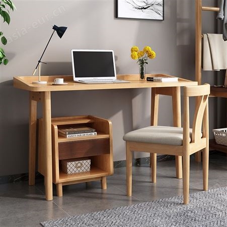 搏德森全实木书桌现代简约北欧家用笔记本电脑办公桌卧室小户型学习桌