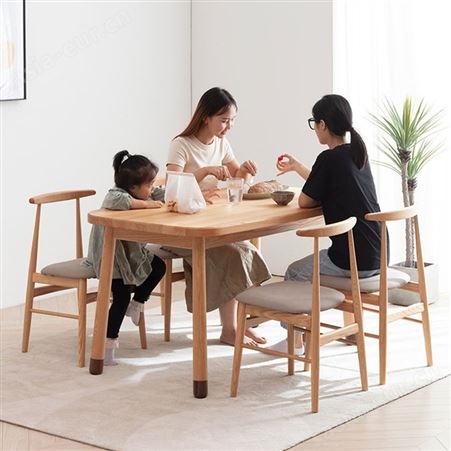 搏德森北欧风格实木餐桌家用小户型饭桌现代简约长方形原木风餐桌椅家用