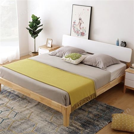 搏德森北欧家用实木床1.8m双人现代简约卧室床软包床1.5米成人床小户型