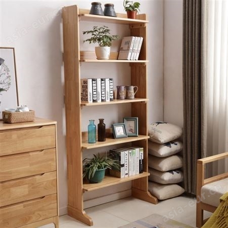 搏德森全实木书架简约现代橡胶木置物架组合北欧客厅家用收纳柜