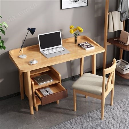 搏德森全实木书桌现代简约北欧家用笔记本电脑办公桌卧室小户型学习桌